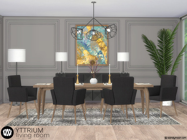 Sims 4 — Yttrium Dining Room by wondymoon — Yttrium modern style dining room! Have fun! - Set Contains * Dining Chair *