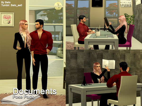 Sims 4 — Documents - Pose pack by Beto_ae0 — Poses for your business sims, I hope you like them To use the poses you need