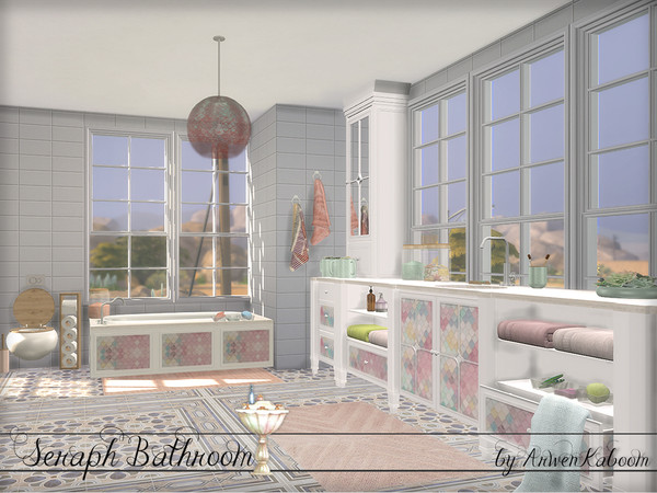 Sims 4 — Seraph Bathroom by ArwenKaboom — A new set for your simmies. :) This set contains: - Bath Tub - Two side
