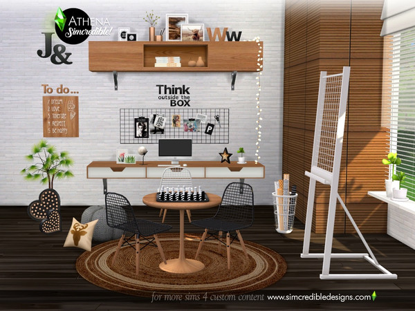 Sims 4 — Athena [patreon] by SIMcredible! — Bringing for your sims a nice place to study. The Athena set features easel,