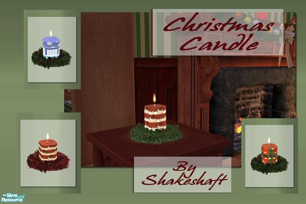 Sims 2 — Christmas Candle by Shakeshaft — A set of Christmas Candles set in a Wreath to brighten the dullest days of