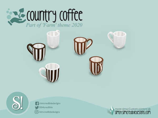 Sims 4 — Country Coffee mug by SIMcredible! — Farm theme 2020 by SIMcredibledesigns.com available at TSR 4 colors