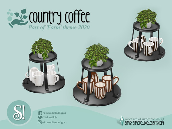 Sims 4 — Country Coffee mug rack by SIMcredible! — Farm theme 2020 by SIMcredibledesigns.com available at TSR 4 colors