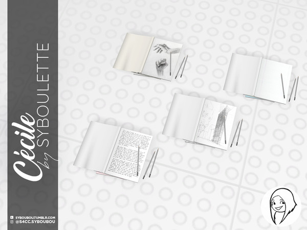Sims 4 — Cecile - Sketchbooks by Syboubou — You don't have to be an artist to draw on sketchbooks. But if you're not, you