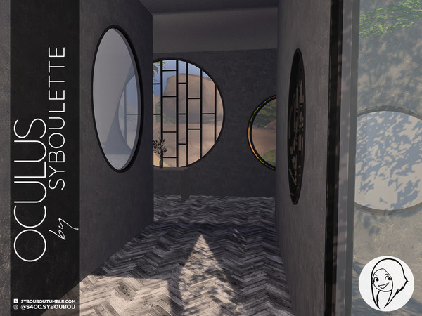 Sims 4 — Oculus Window Set by Syboubou — This set is made of 9 round windows to give a designer house to any house, with