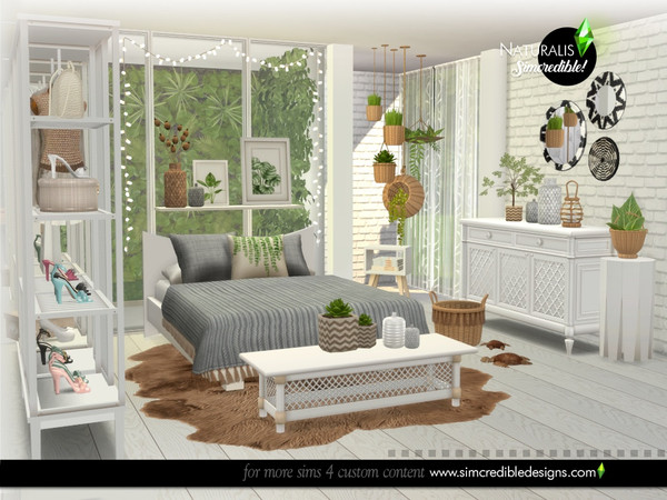 Sims 4 — Naturalis Bedroom by SIMcredible! — Starting with this bedroom our new series, the Naturalis. In 3 main colors