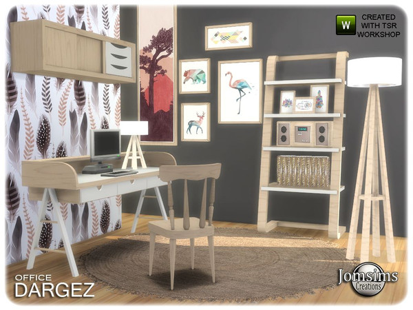 Sims 4 — Dargez Office by jomsims — Dargez Office a new office for your Sims nordic inspiration desk. chair desk. table