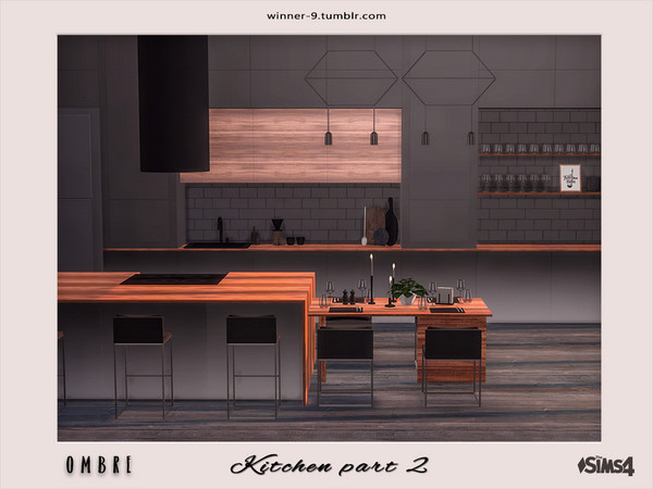 Sims 4 — Ombre Kitchen part 2 by Winner9 — Second part of modern kitchen in tender ombre colors: pastel pink and yellow,