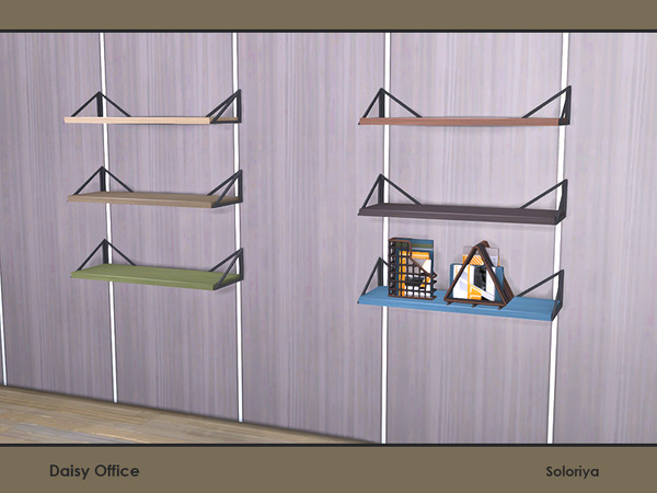 Sims 4 — Daisy Office. Shelf, v2 by soloriya — Functional shelf, v2. Part of Daisy Office set. 4 color variations.
