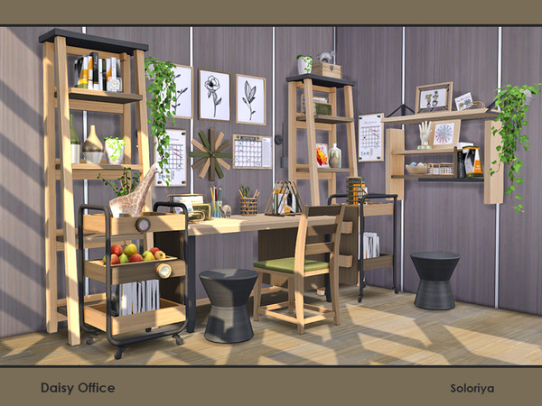 Sims 4 — Daisy Office by soloriya — A set of furniture for your office rooms. Includes 10 objects, has 2 color palettes.