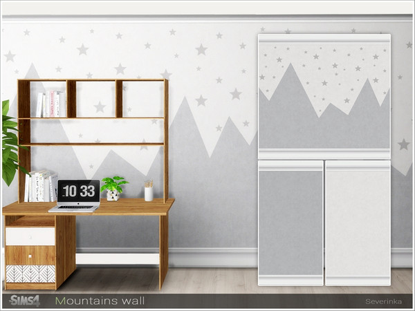 Sims 4 — Mountains wall by Severinka_ — Panoramic wallpaper for kids. For any wall height. Three options - one with a
