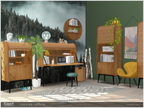Sims 4 — Veresk office by Severinka_ — A set of furniture and decor for the design of the office room in the Scandi /