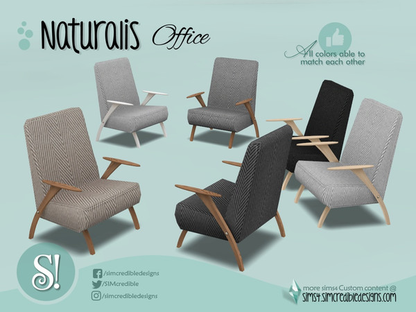 Sims 4 — Naturalis Office armchair herringbone by SIMcredible! — by SIMcredibledesigns.com available at TSR 3 colors in +