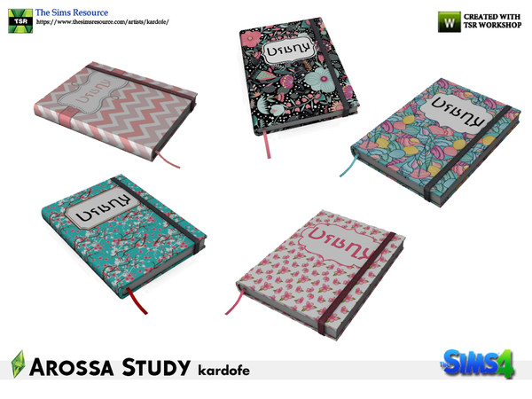 Sims 4 — kardofe_Arossa Study_Diary by kardofe — Agenda decorated with beautiful motifs, in five different options 