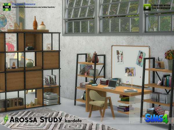 Sims 4 — kardofe_Arossa Study by kardofe — Set of eleven new meshes to recreate a beautiful study, which when coupled
