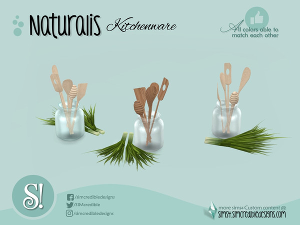 Sims 4 — Naturalis kitchen tools by SIMcredible! — by SIMcredibledesigns.com available at TSR 2 colors + variations