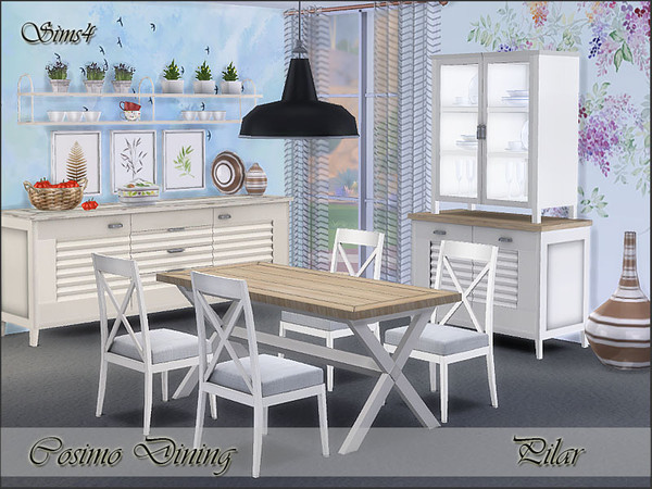 Sims 4 — Cosimo Dining by Pilar — White furniture that reflects light and does not go out of style