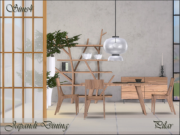 Sims 4 — Japandi Dining by Pilar — fusion of Scandinavian style and Japanese spirit