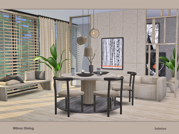 Sims 4 — Wilma Dining by soloriya — A set of furniture for your dining rooms. Includes 15 objects, has 4 color