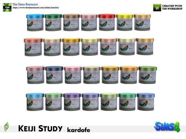 Sims 4 — kardofe_Keiji Study_Paint cans by kardofe — Group of seven paint cans, in four different options 