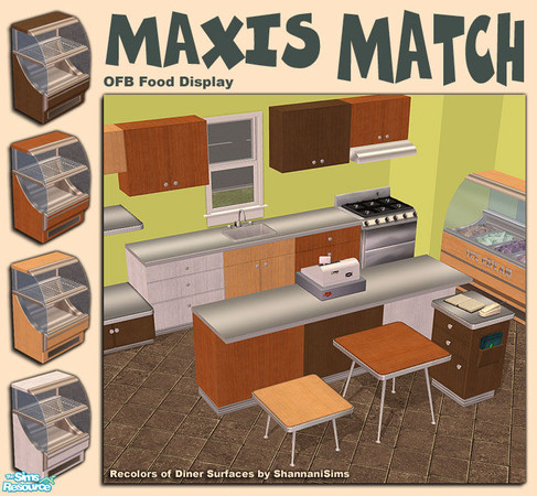 Sims 2 — Diner Surfaces - Maxis Matching by Shannanigan — Recolors of my Pink Chill diner surfaces, etc. Made to match