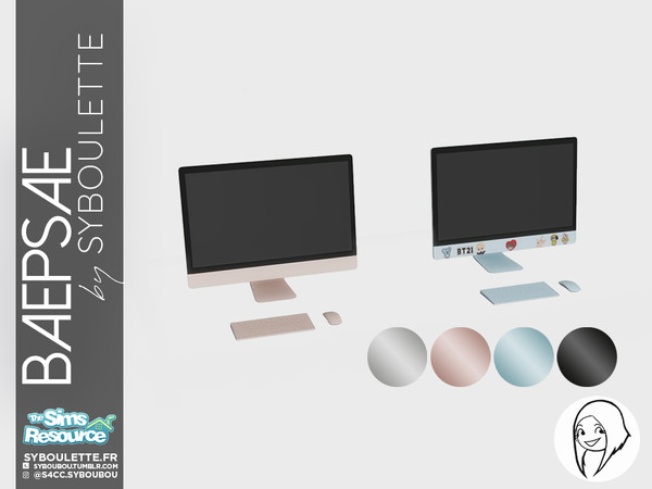 Sims 4 — Baepsae set - Computer by Syboubou — This sleek and design computer is available in 4 colors with our without