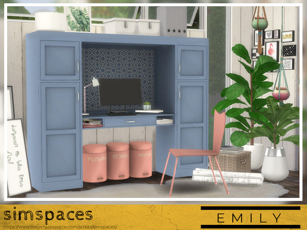 Sims 4 — Emily Desk Set by simspaces — A precious little office set for your more compact spaces. Includes desk, chair,