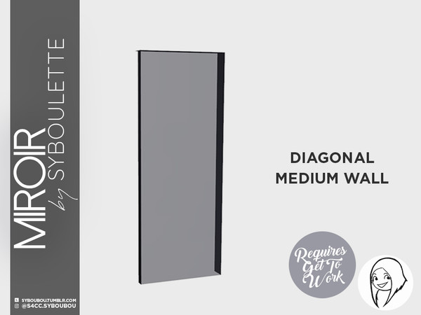 Sims 4 — Mirror set - Window (diagonal tile - medium) by Syboubou — Full height and full tile width window for a seamless
