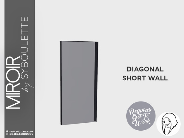 Sims 4 — Mirror set - Window (diagonal tile - short) by Syboubou — Full height and full tile width window for a seamless
