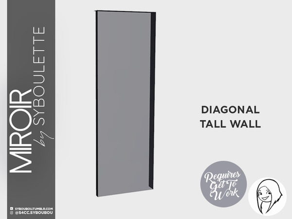 Sims 4 — Mirror set - Window (diagonal tile - tall) by Syboubou — Full height and full tile width window for a seamless