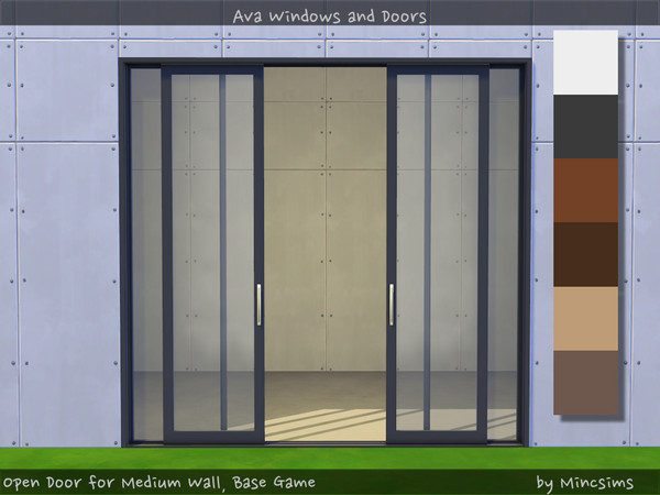 Sims 4 — Ava Open Door B Medium wall by Mincsims — a part of Ava Set. It is optimized for Ava Set. Diagonal is supported.