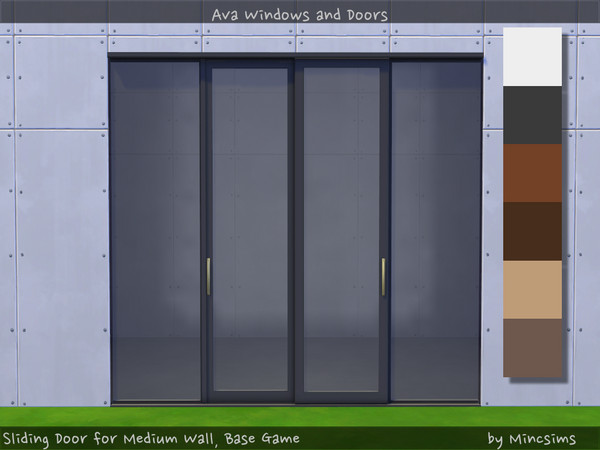 Sims 4 — Ava Sliding Door A Medium wall BG by Mincsims — There are no frames on both sides. a part of Ava Set. It is