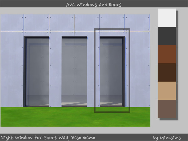 Sims 4 — Ava Window Right Short wall by Mincsims — a part of Ava Set. It is optimized for Ava Set. Diagonal is supported.