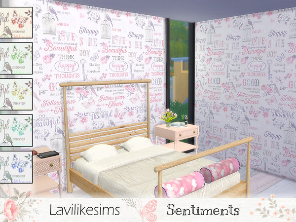 Sims 4 — Sentiments by lavilikesims — A fun and joyful wallpaper with words of greetings perfect for children and teens