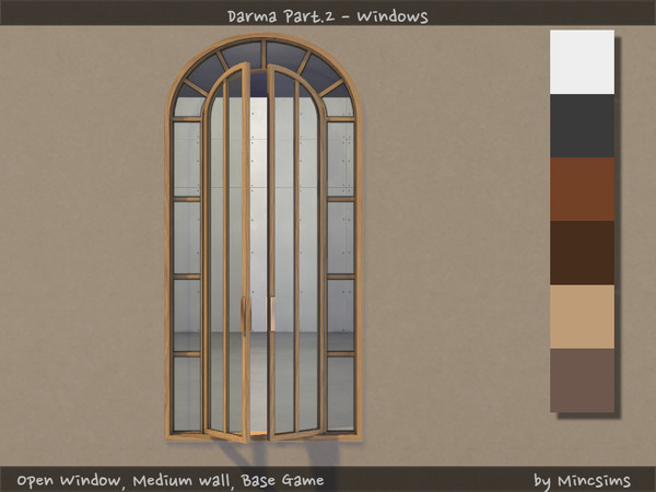 Sims 4 — Darma Open Window by Mincsims — open version for medium wall 6 swatches