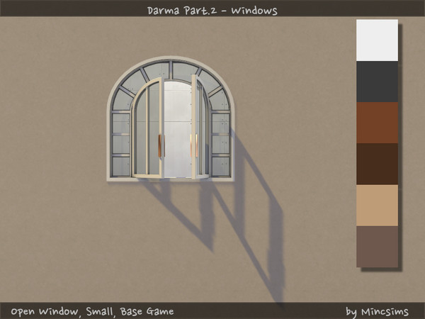 Sims 4 — Darma Small Open Window by Mincsims — open version for short wall 6 swatches