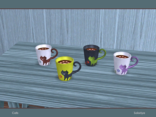 Sims 4 — Cats. Mug, v1 by soloriya — Mug, version one. Part of Cats set. 4 color variations. Category: Decorative -