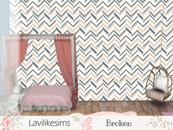 Sims 4 — Broken by lavilikesims — A fun and playful wallpaper design with 7 swatches