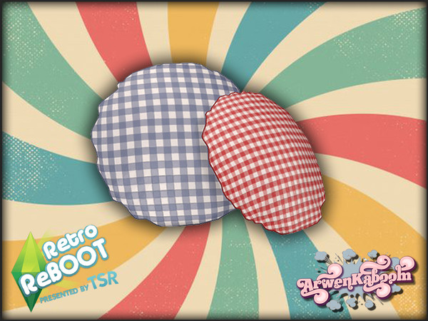 Sims 4 — Retro ReBOOT - Cushions II by ArwenKaboom — Base game object in 4 recolors. You can find all the items by typing