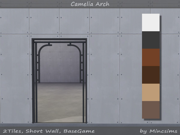 Sims 4 — Camelia Arch 2Tiles for Short wall by Mincsims — for short wall 6 swatches