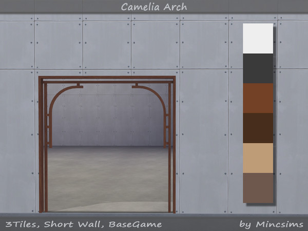 Sims 4 — Camelia Arch 3Tiles for Short wall by Mincsims — for short wall 6 swatches