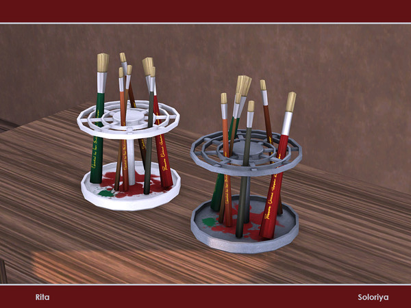 Sims 4 — Rita. Paint Brush Organizer by soloriya — Decorative paint brush organizer. Part of Rita set. 2 color