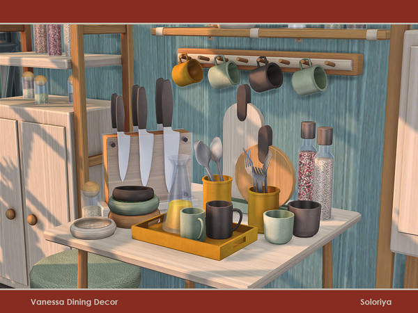 Sims 4 — Vanessa Dining Decor by soloriya — A set of decorative objects for your kitchen or dining rooms. Includes 9