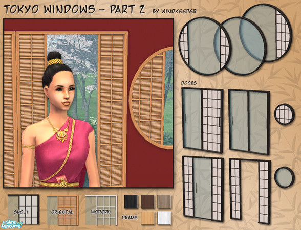 Sims 2 — Tokyo Windows - Part 2 by Windkeeper — Part 2. Full size modern doors and windows inspired by Japanese Shoji
