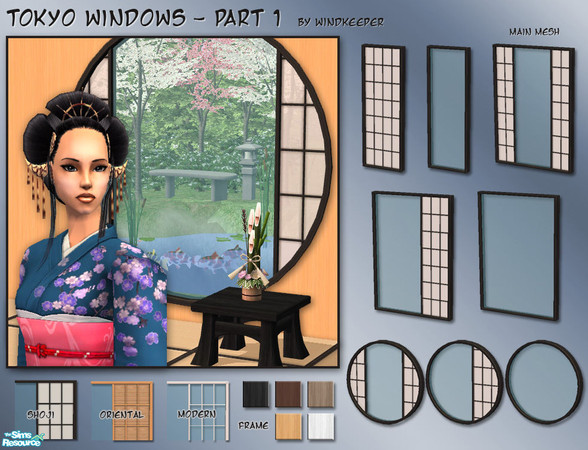 Sims 2 — Tokyo Windows - Part 1 by Windkeeper — Part 1. Full size modern doors and windows inspired by Japanese Shoji