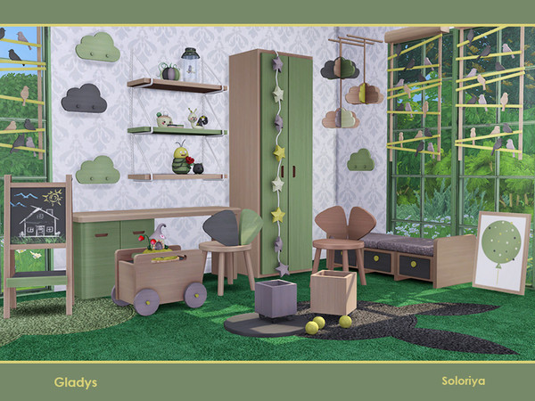 Sims 4 — Gladys by soloriya — A set of furniture for your children's rooms. Includes 14 objects, has 3 color palettes.