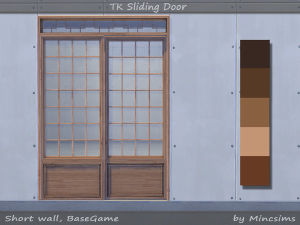 Sims 4 — TK Sliding Door by Mincsims — 5 swatches for short wall