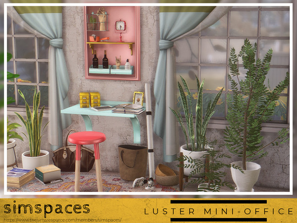 Sims 4 — Luster Mini-Office by simspaces — Only have a little space? Then only a mini-office will do! Brighten up your