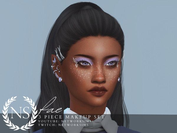 Sims 4 — Fae Makeup Set - Networksims by networksims — A three piece makeup set with lots of glitter, purple and fairy