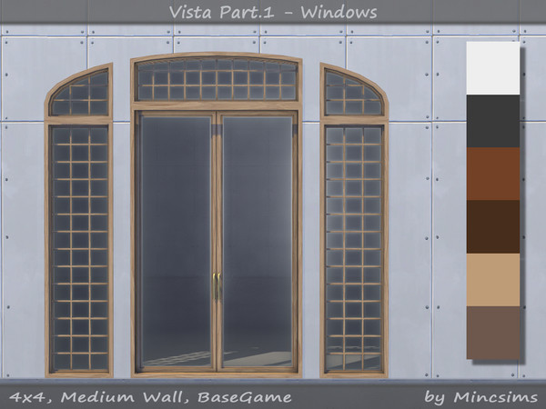 Sims 4 — Vista Arched Window Med by Mincsims — for medium wall 6 swatches a part of Vista Set